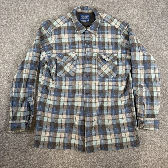 Vintage Pendleton Flannel Board Shirt Mens L Blue Beach Boys Limited Wool Plaid - Picture 1 of 10